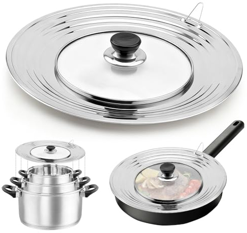 Couvercle universel pour poêles, en acier inoxydable, diamètre : 24 cm, 26, 28, 30, 32 cm, résistant à la chaleur