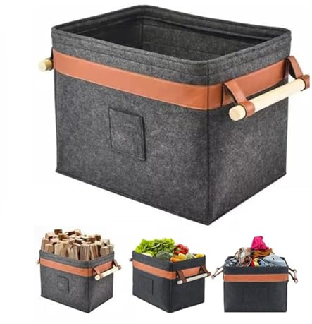 Felt Basket – Portable Firewood Carrying Holder With Handles, Foldable Large Organizer | Practical Storage Solution For Home Accessories Logs Clothes Toys Living Room Transport Household Use