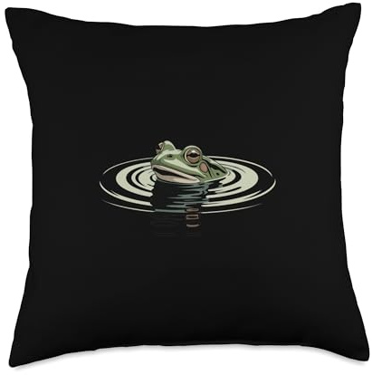 Bullfrog Floating in Calm Pond Water Throw Pillow