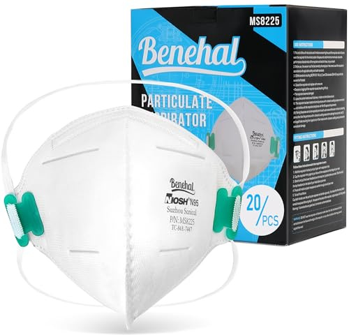 LotFancy NIOSH N95 Mask, 20PCS Particulate Respirator, N95 Face Mask for Construction, Cleaning, Disposable Air Filter Masks against Dust, Pollution, Particle, Smoke