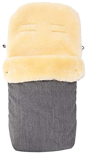 Merauno® Saco de piel de cordero para cochecito de bebé, saco de piel de cordero, resistente al viento y al agua, universal, 90 x 50 cm (gris claro)