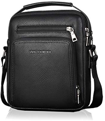 ANPTER Shoulder Bag for Men Messenger Bag PU Leather Crossbody Handbag Satchel Sling Chest Bags for School Travel Work Hiking Daily Use (Men Shoulder Bag for Black)