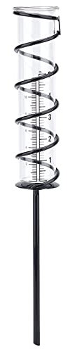 SUPERDANT Regenmesser 12cm Glasspirale Regenmesser Metallrahmen Regenmesser Glasmessbecher Mit Eisenbesatz Outdoor Rohr Glas Regenmesser Dekoion Für Garten Rasen Hinterhof Garten und Terrasse