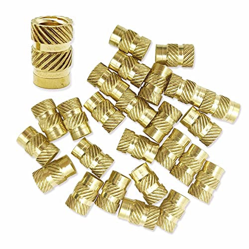 Inserto Filettato, Dado Autoagganciante da 1/4 25 Pezzi, Dadi Zigrinati con Filettatura Interna in Ottone, per Parti di Stampanti 3D, Fai da te