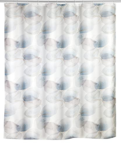 WENKO Anti-Schimmel Duschvorhang Navan, antibakterieller Textil-Vorhang für Dusche und Badewanne, waschbar & wasserabweisend, mit 12 Vorhang-Ringen zur Befestigung an der Duschstange, 180 x 200 cm
