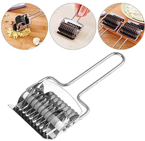 Manual Noodle Pasta Roller Cutter,Stainless Steel Kitchen Pasta Lattice Roller Docker Dough Cutter Pasta Spaghetti Maker for Kitchen Cooking Tools