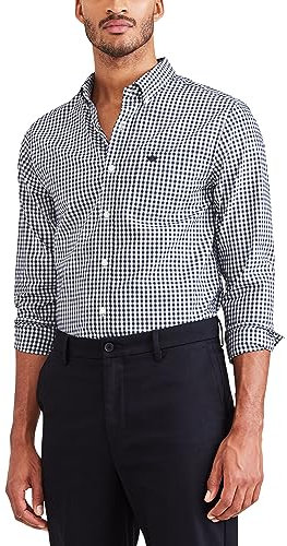 Dockers Chemise signature à manches longues pour homme, coupe classique, sans repassage, avec anti-taches, Blazer bleu marine à carreaux, XX-Large