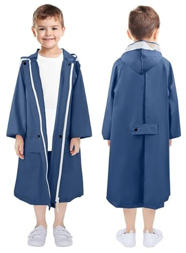 LAMA Manteau de pluie pour enfant - Poncho de pluie léger pour fille - Veste de pluie réutilisable - Cape de pluie avec capuche et housse de sac à dos - Pour vélo, randonnée, camping, voyage