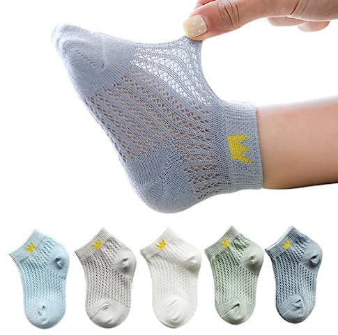 RUDDOG Calzini Estivi per Bambini 5 Paia/Ragazzi Estivi per Bambini Calzini Set Bambini Sottili Calzini Corti Cotone Comodo Calzini da Bambino-5 Pair Socks 8,1 To 3 Year Old