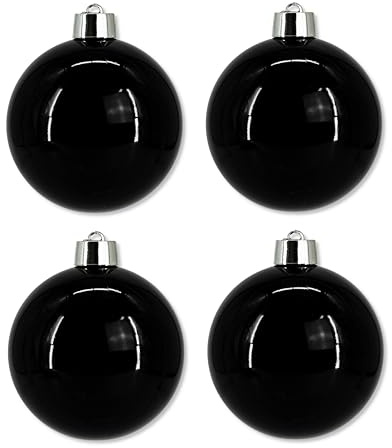 Weihnachts-Kugel XXL Ø 20cm - 4 Stück schwarz glänzend Christbaumschmuck Deko Kugel