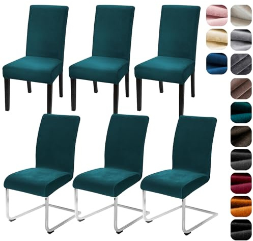 Alishomtll Samt Stuhlhussen 6er Set Stuhlbezug Schwingstuhl Turquoise | Elastische Stuhlhussen Schwingstuhl Stuhlbezug Universal hussen für stühle Waschbare Esszimmerstühle Bezug Küche Hochzeit