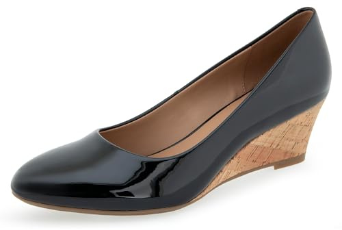 Aerosoles Iris-Pumpe für Damen, Schwarzes Lack-PU-Material, 37 EU