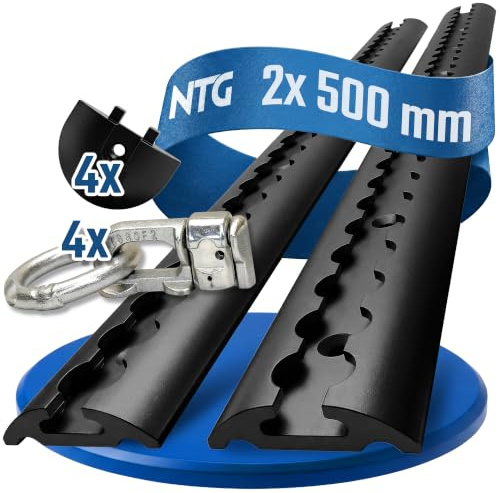 NTG Binario di ancoraggio 0,5 m / 500 mm semicircolare in alluminio - Certificato TÜV - Set di risparmio di accessori per rimorchi, binario di sicurezza del carico in alluminio per auto, furgoni