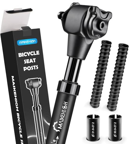 MAIKEHIGH Sattelstütze Gefedert, Aluminium Federsattelstütze Ø27,2/30,9/31,6mm, Gefederte Sattelstange mit 2 Reduzierhülsen 2 Federn für MTB Citybike E-Bike