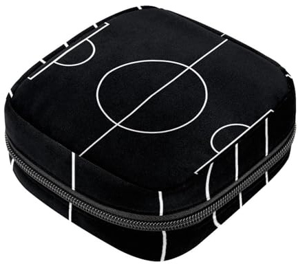 Damenbinden-Aufbewahrungsbeutel für Damen, große Kapazität, Menstruationspad-Tasche, schwarz, Fußball, strukturiertes Grasfeld, Menstruationstaschen, Tampon-Sammelhalter, Geldbörse
