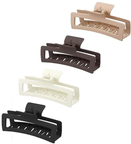 HoAhaMay 4 piezas Pinza para el pelo extragrande, pinza grande antideslizante de plástico mate, accesorio para el pelo para mujer, apto para pelo grueso y pelo largo rizado (4 colores)