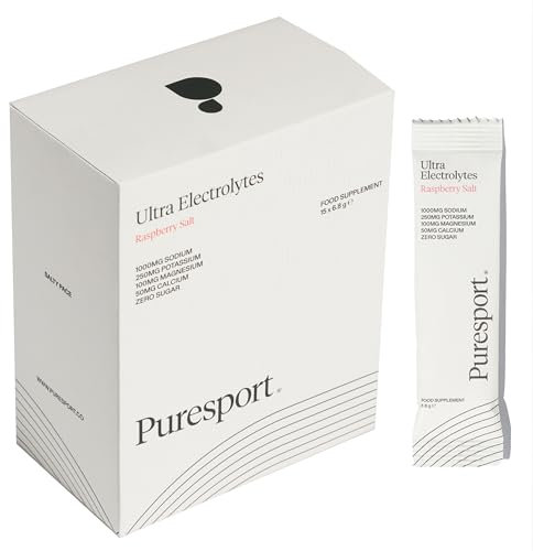 Puresport Ultra Electrolytes Hydration Raspberry Salt (15 Pack) | High Performance Sugar Free Electrolytes Powder | 1000mg Sodium | Electrolyte Sachets to Optimise Hydration/Support Muscle Function