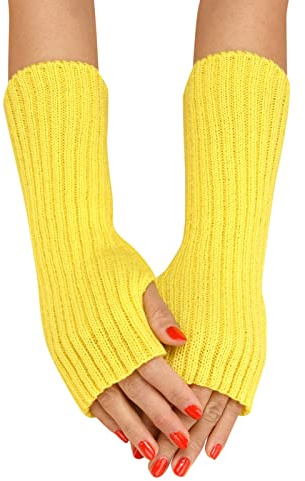 Winter Gestrickte Handschuhe für Damen Lang Handwärmer Stulpen Fingerlose Armstulpen Warm Strick Handschuhe Armwärmer Stulpen für Damen Pluswärmer Handstulpen Fingerlose Halbfinger Handschuhe