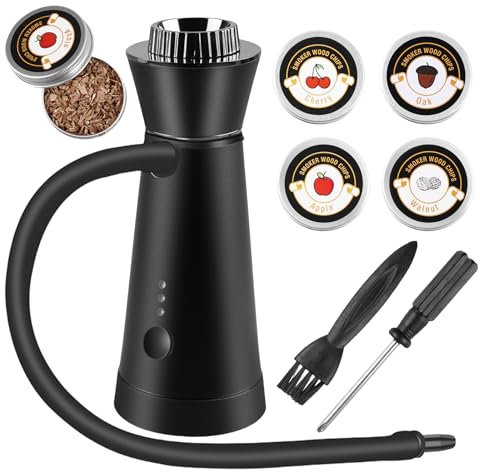 Bordeag Pistolet À Fumée, Pistolet À Fumer, Cocktail Smoker Portable Fumeur Infuseur De Fumée Générateur De Fumée Froide Avec 4 Paquets De Copeaux De Bois Pour Barbecue, Cocktail, Boisson, Viande