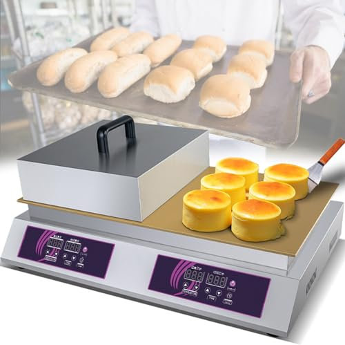 Quixnova Máquina para Hacer panqueques eléctrica, máquina para Hacer panqueques para Muffins de Acero Inoxidable con Ajuste de Temperatura y Tiempo, máquina para Hacer panqueques Antiadherente