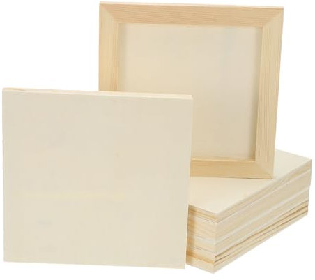 PATIKIL 6 x 6 Inch Wood Canvas Panels, 8pcs Unfinished Wooden Frame Square Art Board for Crafts Oil Paint Pouring Acrylics Painting DIY