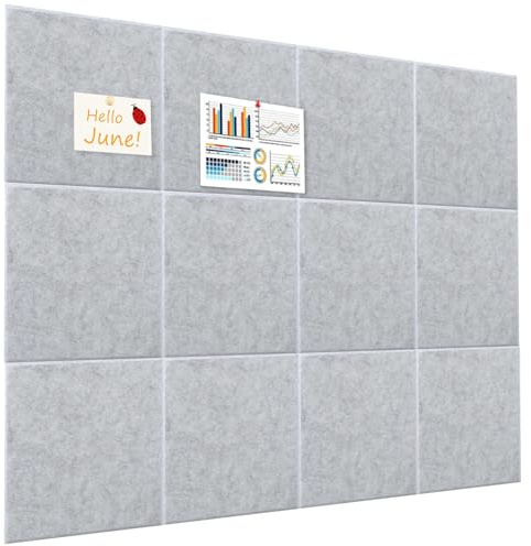 Okydoky 120x90cm Filz Pinnwand Selbstklebend, Filzboard, Memotafeln Memo Pinnwand, Korkbrett, Bulletin Board für Zuhause Büro Schule, Grau(GY-3030-12p)