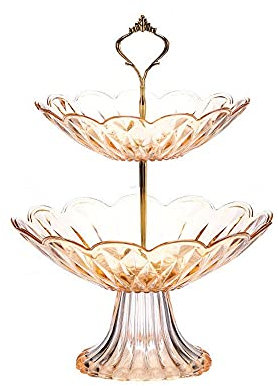 Corbeille à pain et fruits à 3 niveaux pour cuisine, desserts, noix, bonbons, plateau de service pour fête à la maison, étagère de rangement multifonction (rouge)