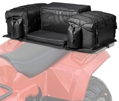 VEVOR Sac de rangement arrière pour VTT, 50 L, coffre de rangement VTT avec coussin de siège en éponge et porte-bouteille, tissu Oxford 600D, pour la plupart des porte-bagages arrière, pour UTV Can-Am