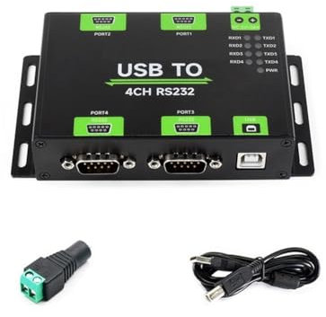 Qussedser Convertidor USB Aislado Industrial A RS232 de 4 Canales Adaptador USB A Serie FT4232HL Chip Wind/Linux/Android, Puerto Macho RS232