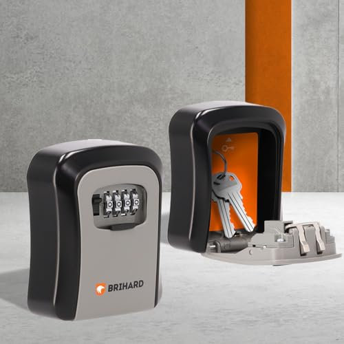 Brihard Caja de Seguridad para Llaves Outdoor, De Pared con Cierre de Combinación de 4 Dígitos, Impermeable con Carcasa Corredera para Guardar Llaves de Casa, Garaje y Coche