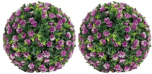 Palle di bosso artificiali, palle di legno di fiori topiarie,False palle di bosso di pianta - Ornamenti di prelibatezza impermeabili per il balcone di nozze del giardino