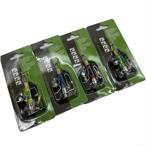 Bissanzeiger-Set mit vier LEDs, ideal zum Karpfenangeln, inklusive verstellbaren Clips und keine Batterien erforderlich (4 Farben)