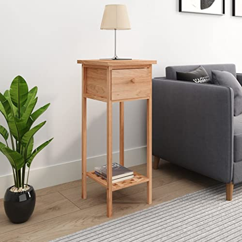LLEZKBR Tables d'appoint avec tiroir en bois massif Noyer 25 x 25 x 60 cm