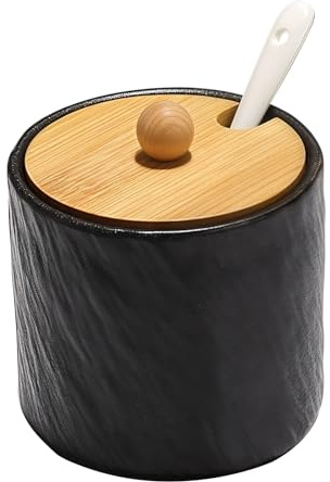 Zuccheriera grande con coperchio e cucchiaio, 230 ml, zuccheriera in ceramica, tinta unita, per bar