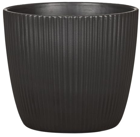Scheurich Aura, Pot de fleurs en céramique, Couleur: Anthracite, 23,2 cm de diamètre, 21,3 cm de hauteur, 11,465 l de volume.