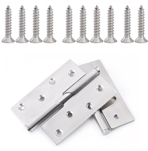 rflaueo 2pcs 3 Lift Off Door Hinges Rising Butt Left Handed Lift Off Door Hinge Stainless Steel for Internal External Doors(U342-2)