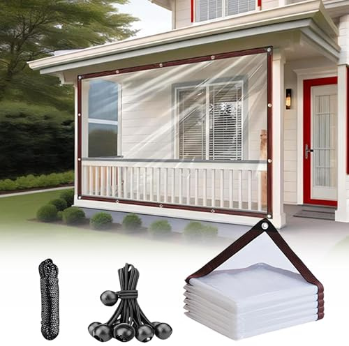 Clear Tarps with Grommets 6 x 27FT Heavy Duty Waterproof Vinyl Covers Weather-Resistant Covers Windproof and Snowproof Winter Protection for Garden, Patio, Greenhouse, Chicken Coop