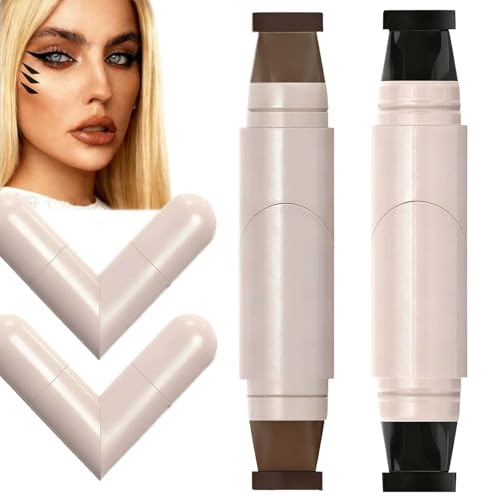 2pcs Rotatable Eyeliner Stamp Set with Left/Right Eye Stamps, Smudge-Proof & Long-Lasting, Easy Winged Eyeliner Tool for Beginners & Makeup Enthusiasts, Black & Brown