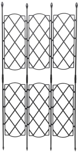 VALICLUD Étagère Jardin pour Plantes Grimpantes en Acier Plastifié Noir, Support Grille pour Vigne, Rosiers et Clématites, Accessoire Jardinage Extérieur 46,5-90 CM