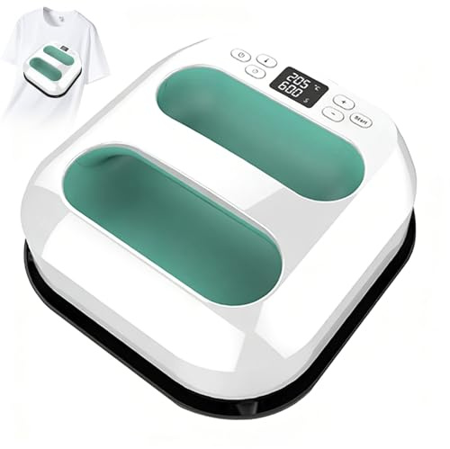 Pressa di Calore, Macchina per Trasferimento di Calore Portatile con Riscaldamento Rapido, Temperatura E Timer Regolabili, Pressa per Ferro Portatile per Vestiti, Borse, Cappelli Green