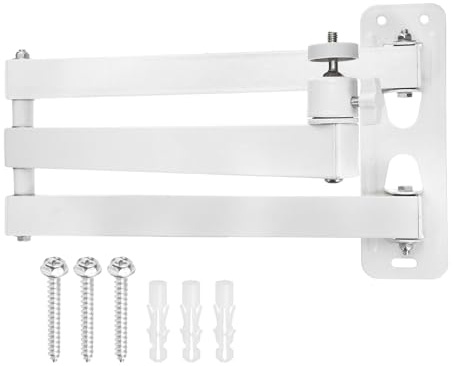 sourcing map Foldable Projector Wall Mount, Adjustable Three-Arm Dual-Axis Stand Holder with 360° Rotating Gimbal 30+30cm for 1/4 Screw for Indoor Home Office Projector Installation, White