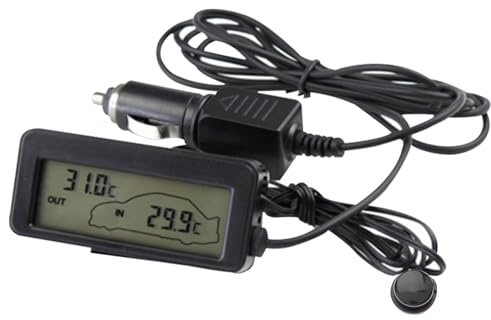 Thermomètre de voiture, thermomètre numérique intérieur et extérieur LCD 12 V avec jauge de température rétroéclairée et prise, moniteur température pour véhicule, jauge