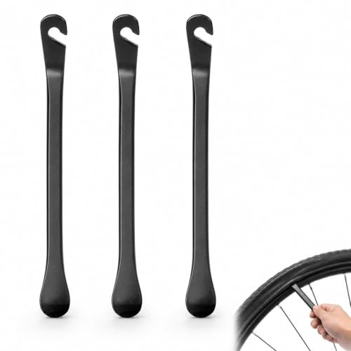 AJKQNMA 3 Stück Metall Reifenheber für Fahrräder, 12cm Robuster Reifenwechsel Werkzeug, Schwarz, Praktisches Reparaturwerkzeug für Mountainbike, Rennrad & E-Bike