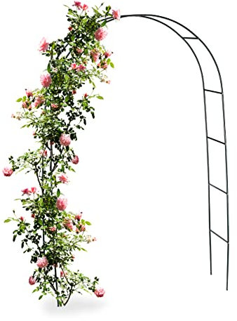 6X Torbogen, Rankhilfe Kletterpflanzen Rosen, Rosenbogen Metall, witterungsbeständig, HBT: 240 x 140 x 38 cm, dunkelgrün