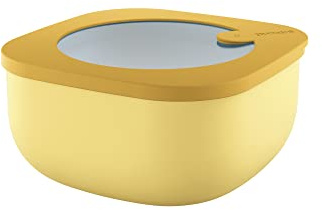 Guzzini Store&More Kitchen Active Design Contenitori Ermetici Bassi per Frigo/Freezer/ Microonde (M), 16 x 16 x 7.8 cm, Giallo (Ochre)