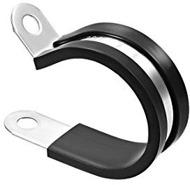 sourcing map Collier de Serrage avec Insert en Caoutchouc 32mm Acier Inox Isolé Pince R Forme Métal 8Pcs