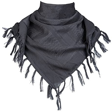 FREE SOLDIER 100% Baumwolle Shemagh Military Tactical Keffiyeh Desert Kopf Halstuch 110 x 110 cm Arab Wrap mit Quaste für Herren & Damen(Tarnung schwarz)