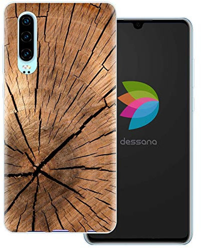 dessana Holz Maserung transparente Schutzhülle Handy Case Cover Tasche passend für Huawei P30 Pinien Holz