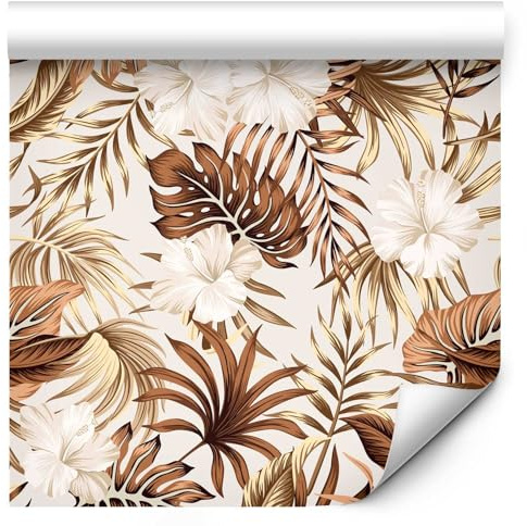 murando - Fototapete selbstklebend Blumen beige braun, Schlafzimmer, modern | Selbstklebend ohne Kleister, Full HD Druck, ideal fürs Wohn- oder Schlafzimmer, schnelle Montage, lichtbeständig, geruchsfrei