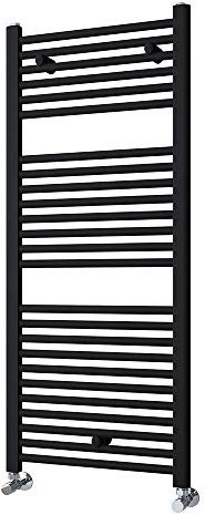 Kibath L420603 Sèche-serviettes radiateur à intégrer dans circuit d'eau chaude, tubes en acier avec finition laquée noire, 1 200 x 500 cm, convient pour réseau de chauffage standard, grand format